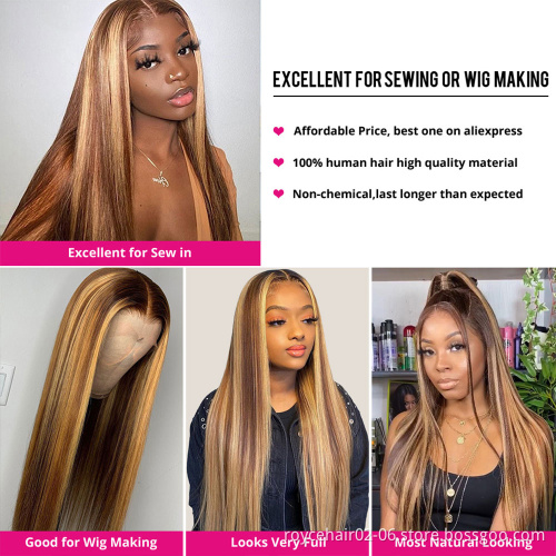 Cheap Ombre Braid Hair Vendor 100% Brazilian Virgin Human Hair Colored T Part Straight Lace Front Wig For Women